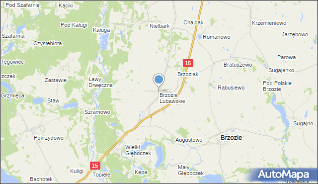 mapa Brzozie Lubawskie, Brzozie Lubawskie na mapie Targeo